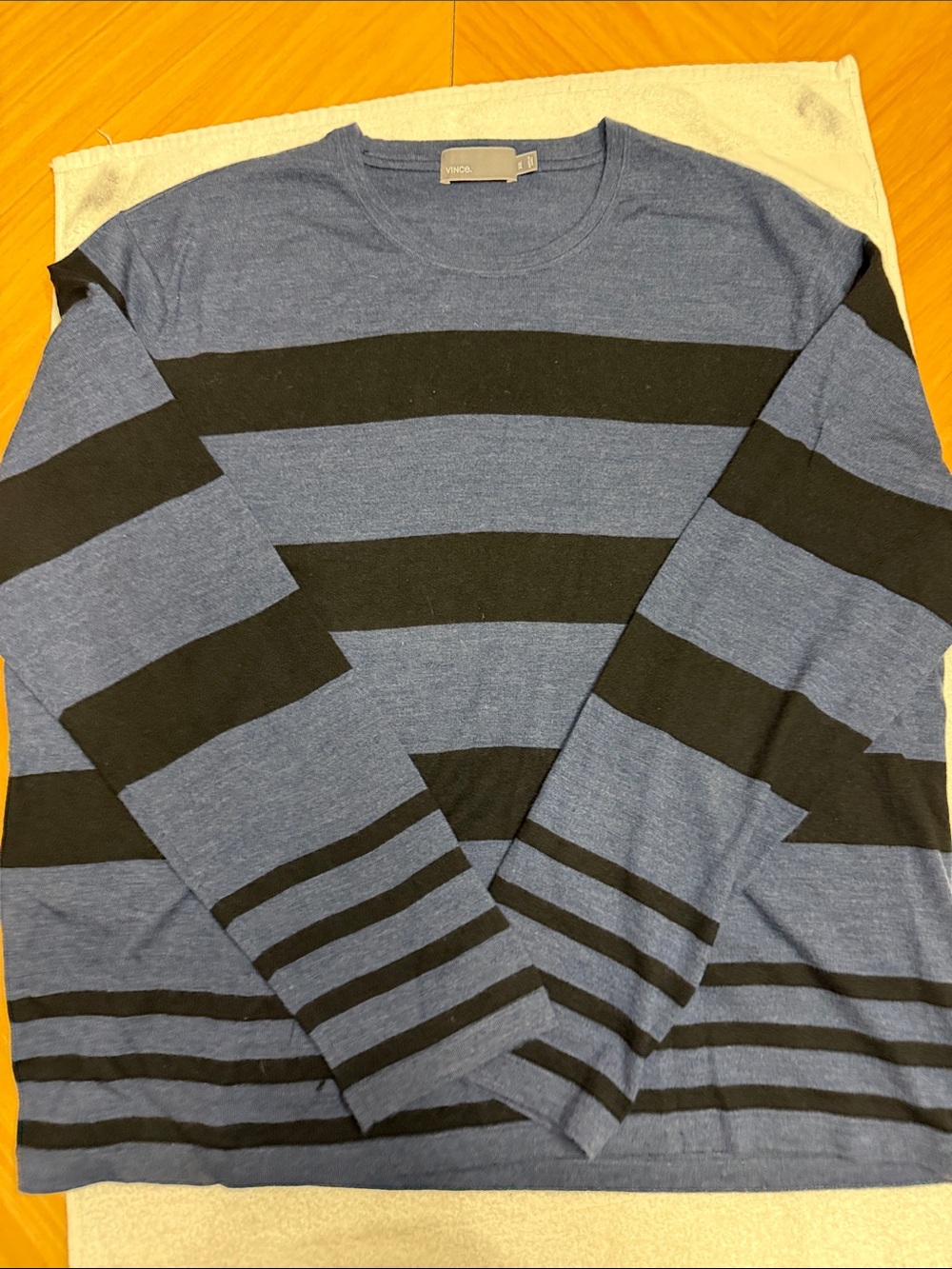Men's Vince Blue & Black Striped Long-Sleeve Shirt